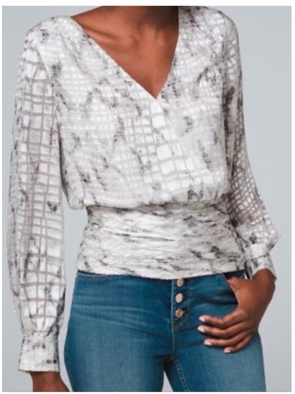 WHBM Surplice Silk Blend Blouse